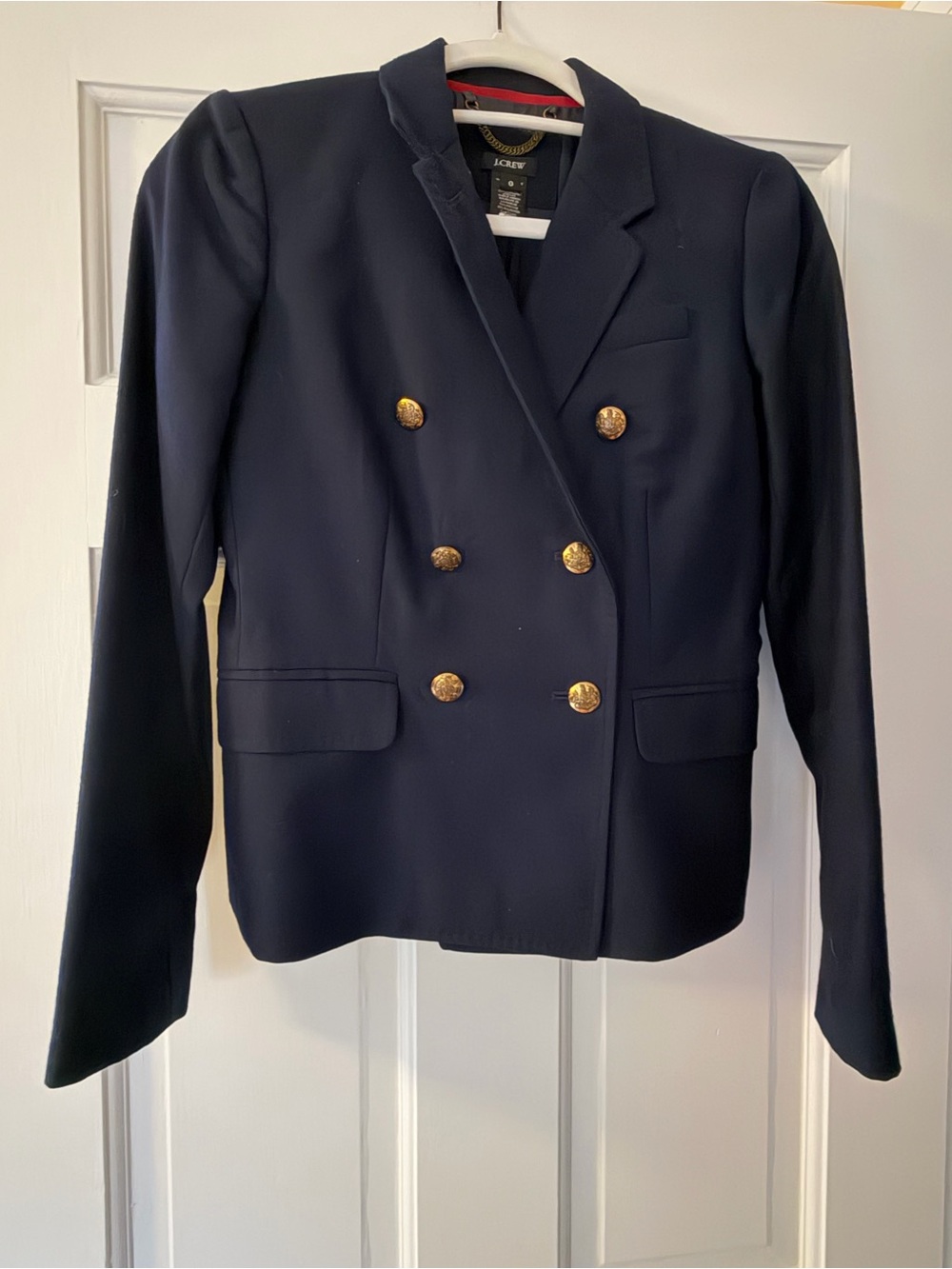 J. Crew Navy Double-Breasted Blazer with Gold Buttons